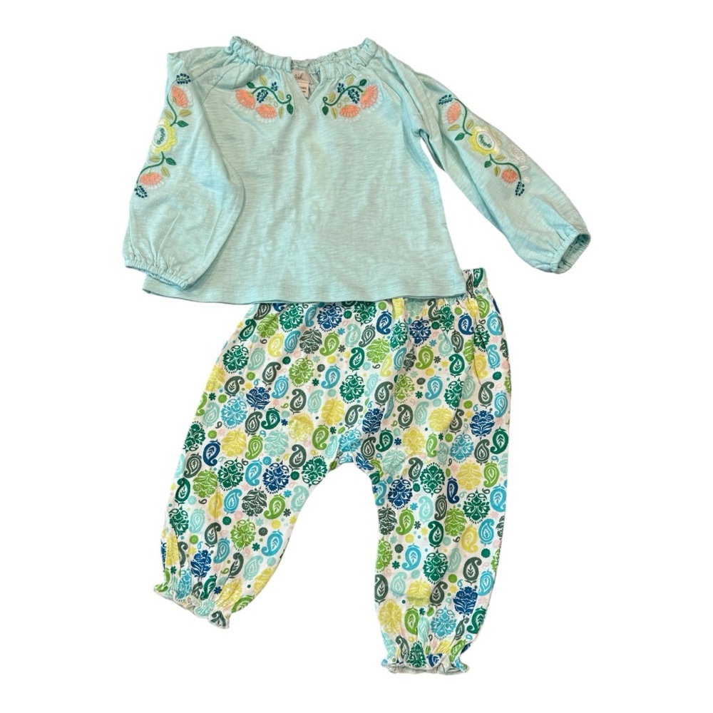 Peek blue and green tones floral outfit